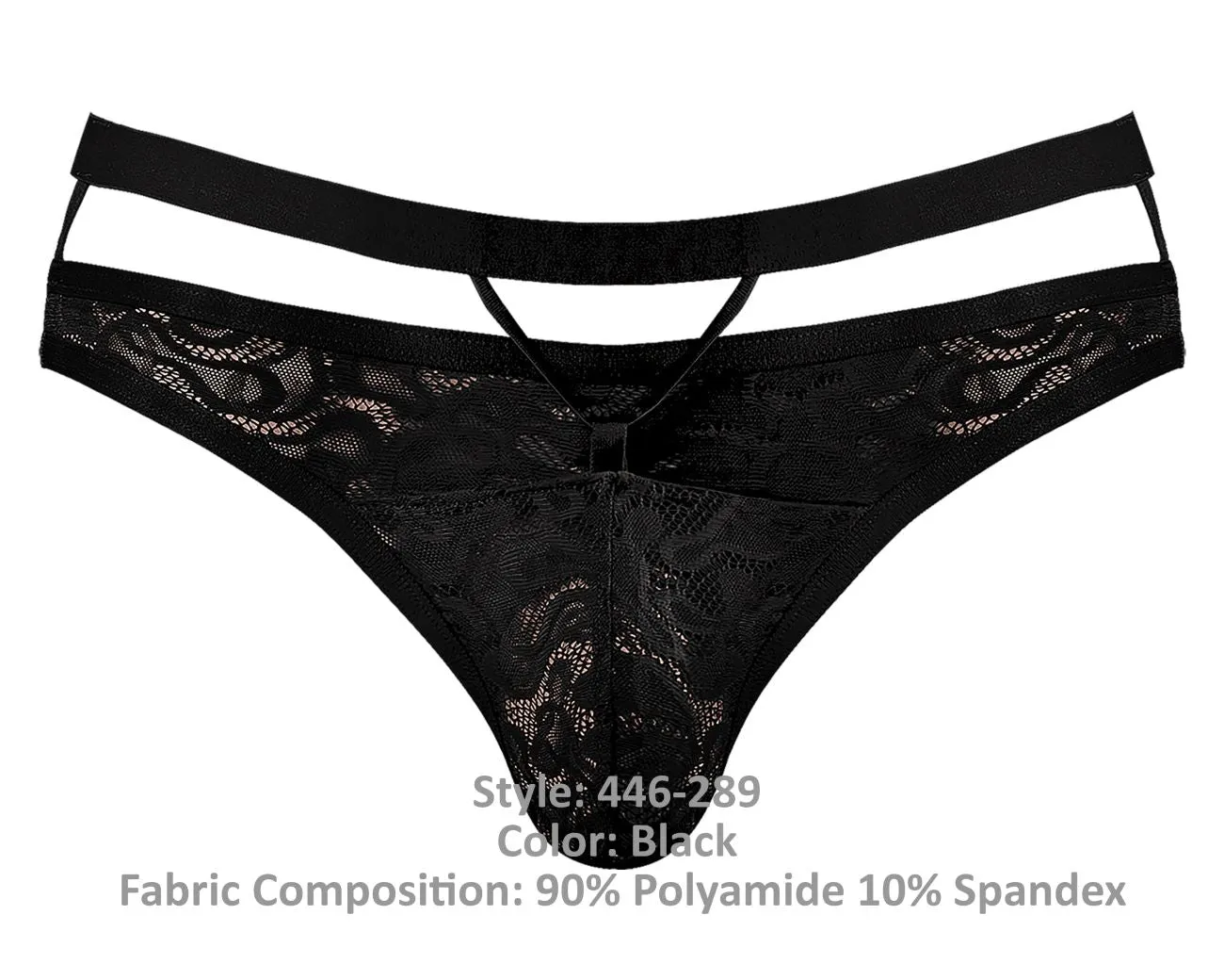 Clothing_Male Power_Mens Underwear Male Power 446-289 Lucifer Cut Out Strappy Thong Color Black