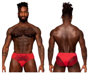 Clothing_Male Power_Mens Underwear Male Power 492-280 Sassy Lace Bikini Solid Pouch Color Red