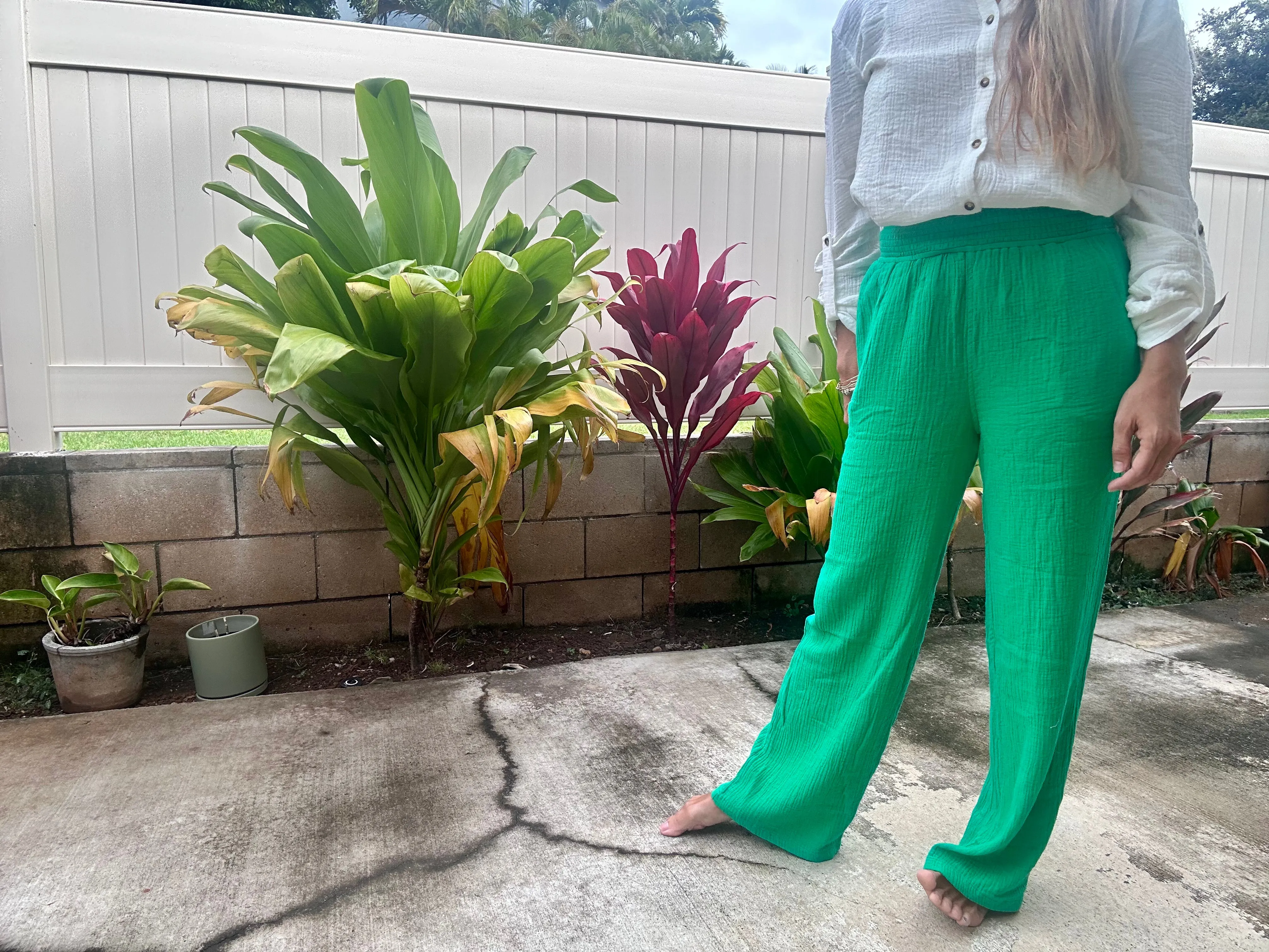 Coconut Grove crinkle gauze pant