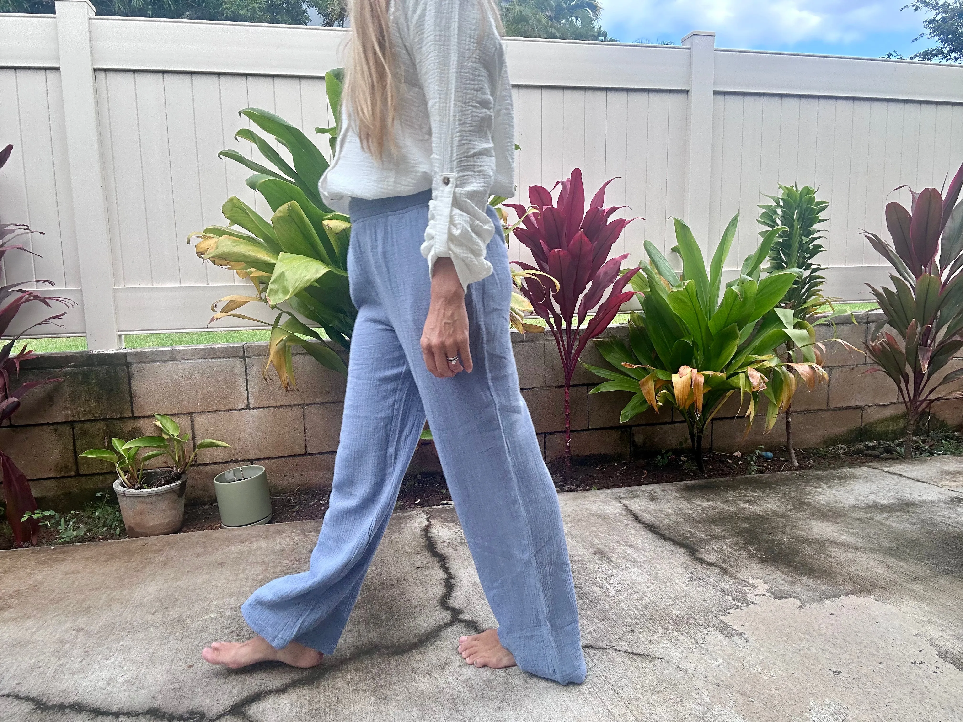 Coconut Grove crinkle gauze pant