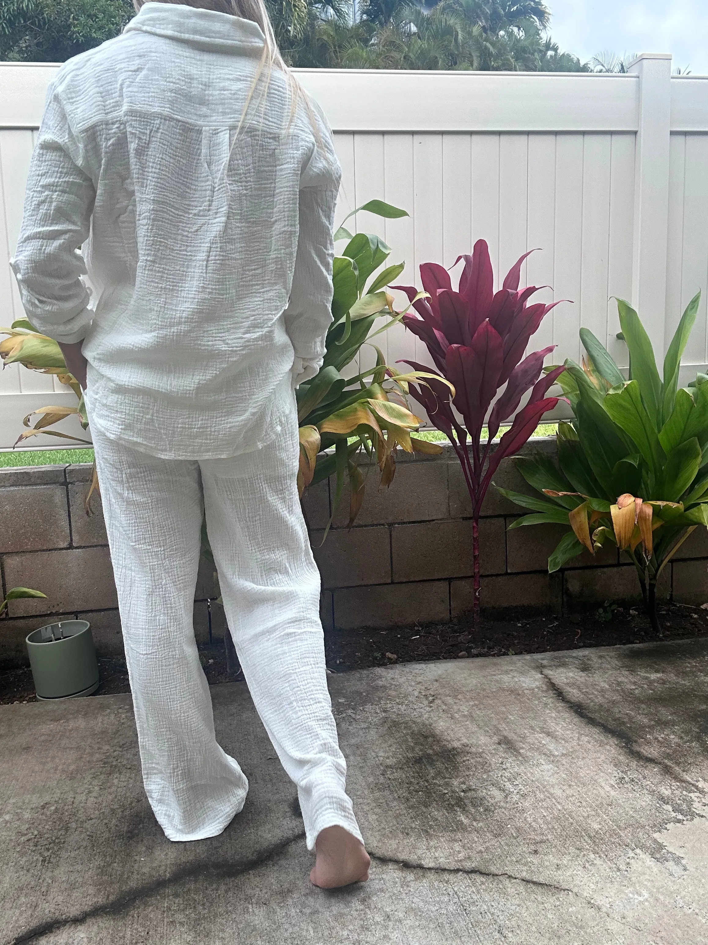 Coconut Grove crinkle gauze pant