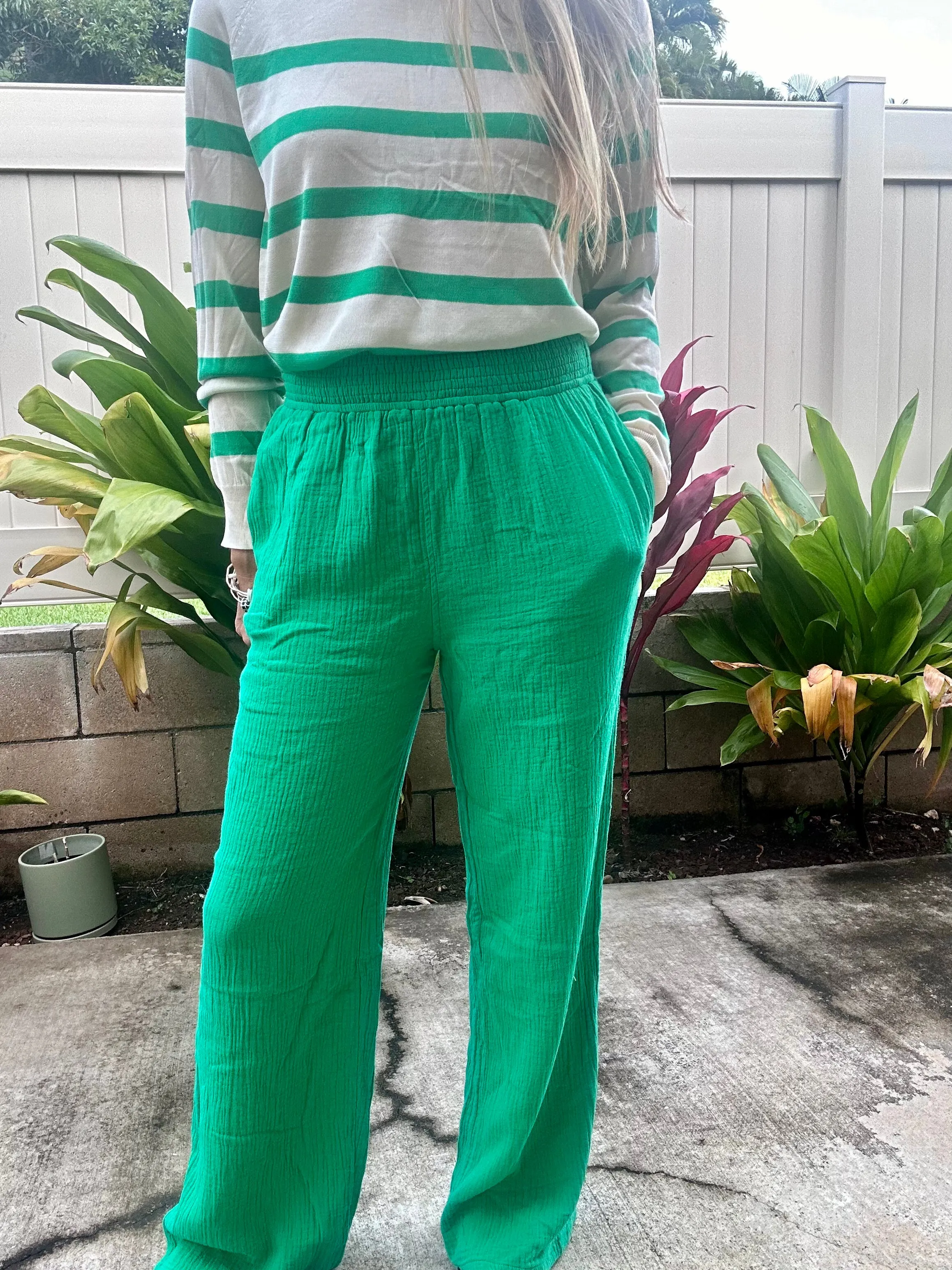 Coconut Grove crinkle gauze pant