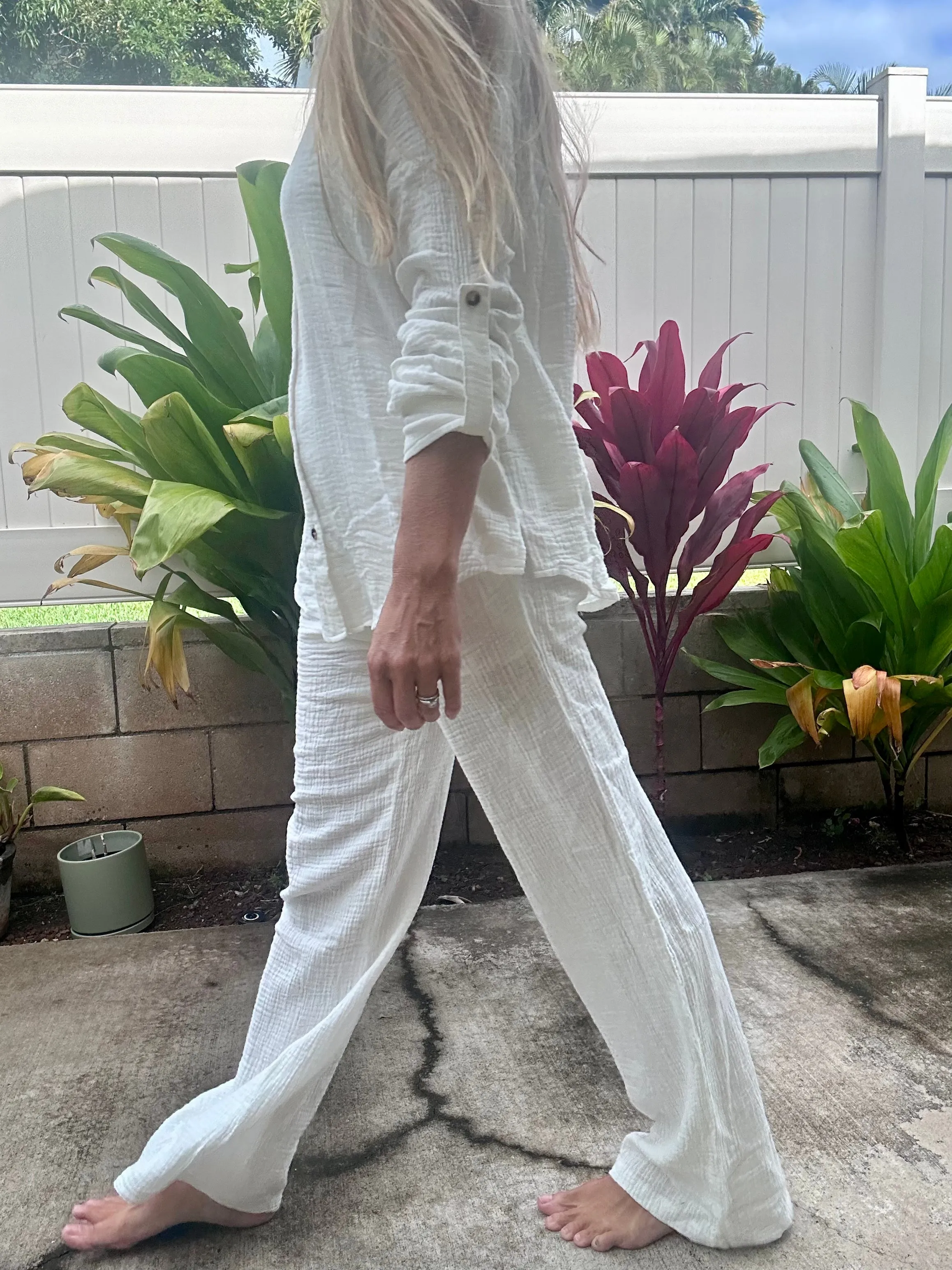 Coconut Grove crinkle gauze pant