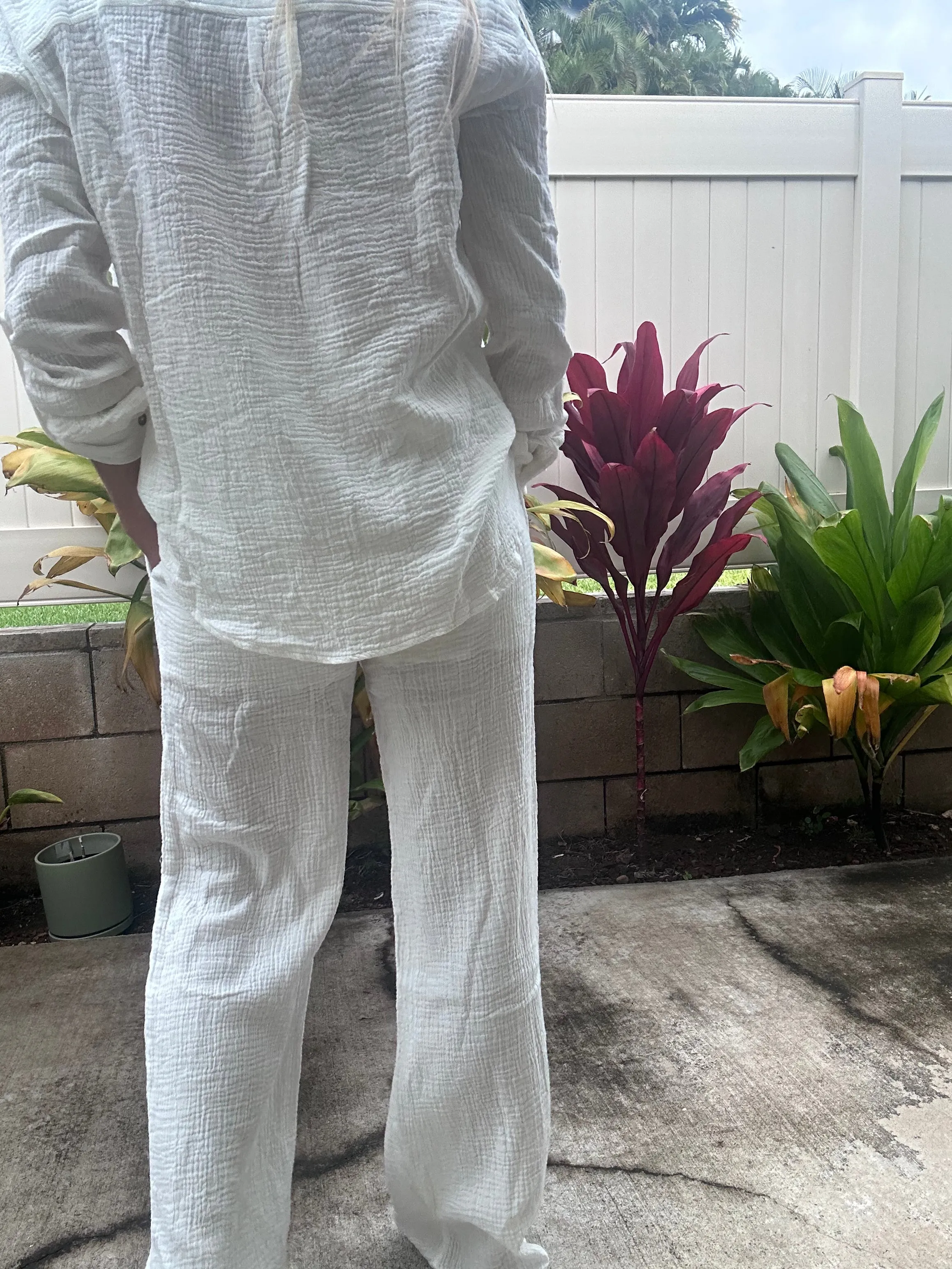 Coconut Grove crinkle gauze pant