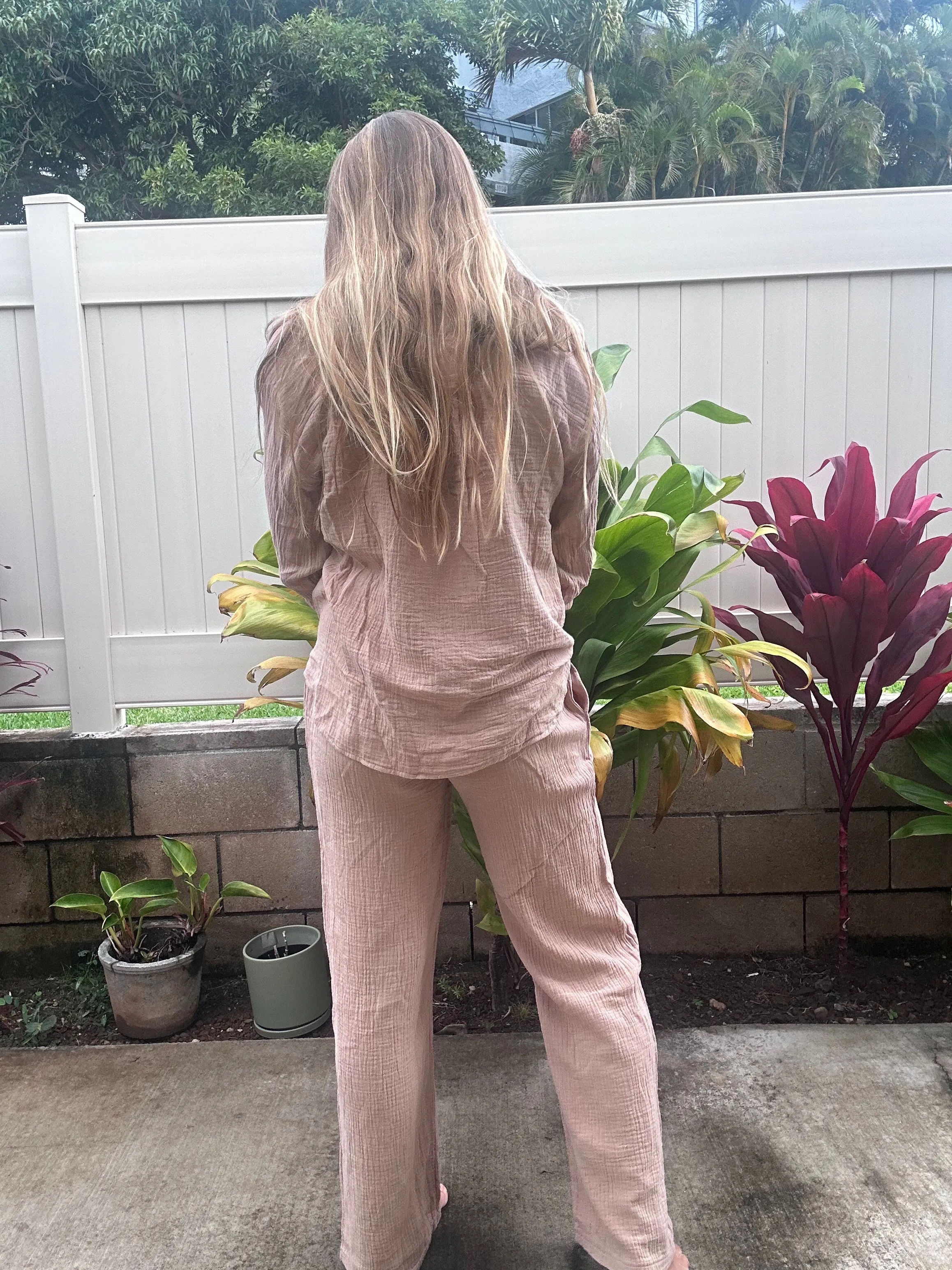 Coconut Grove crinkle gauze pant