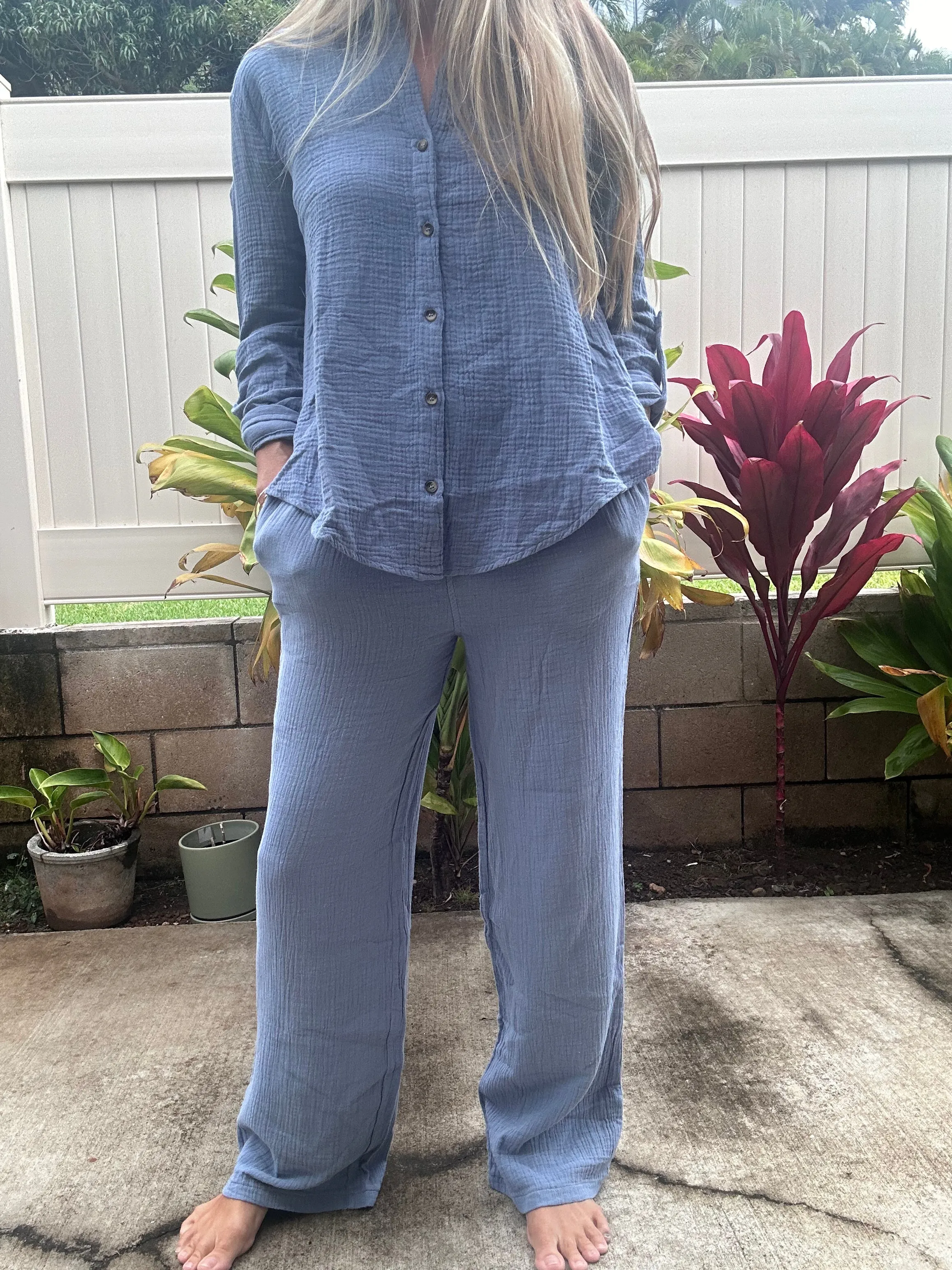 Coconut Grove crinkle gauze pant