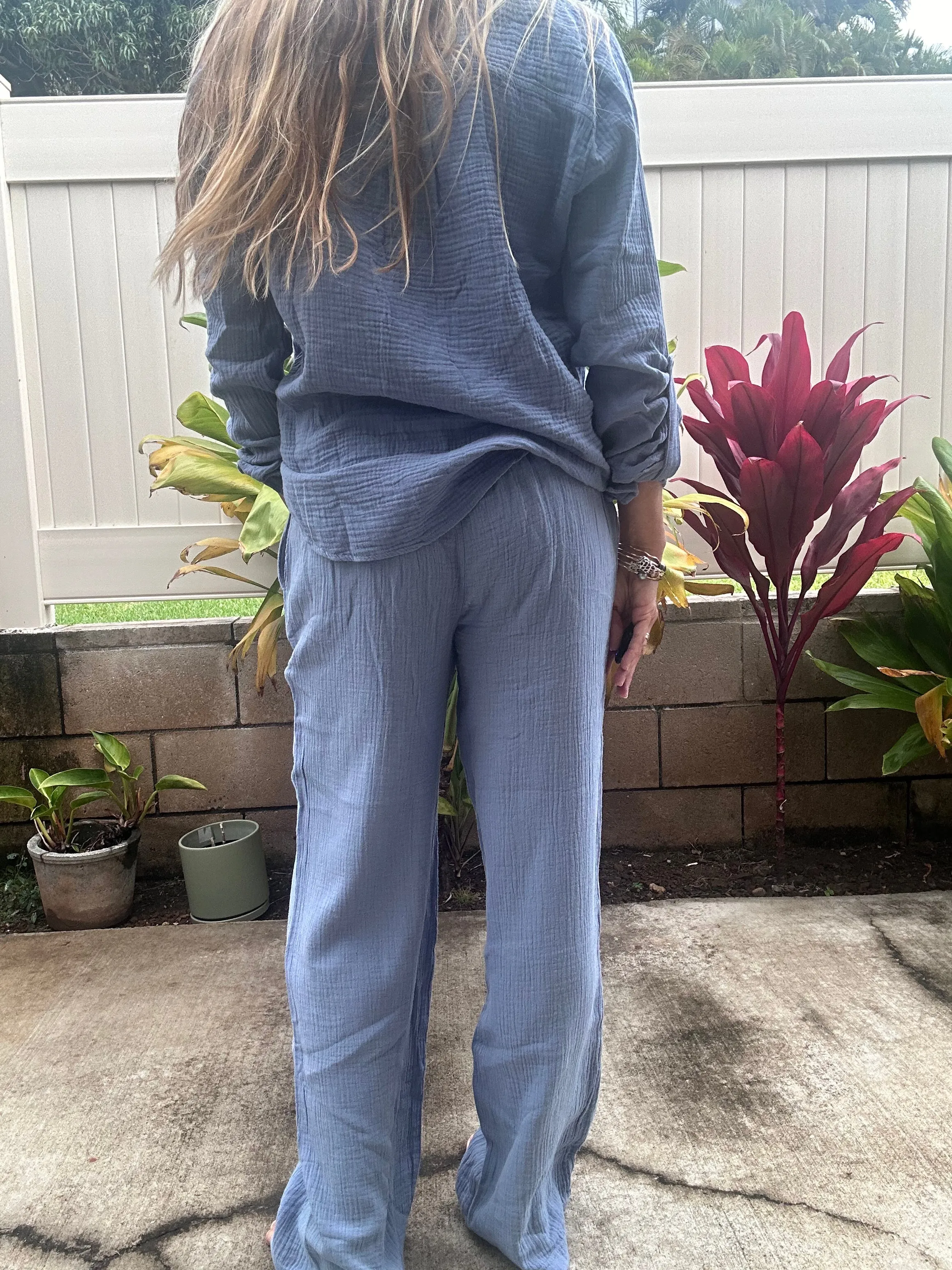 Coconut Grove crinkle gauze pant