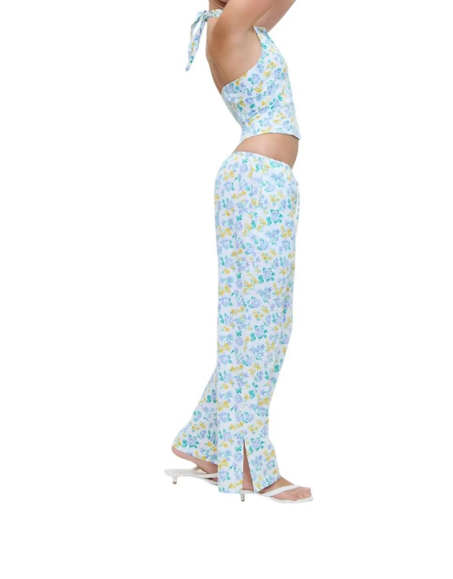 Cottage Poplin Halter Top In Coastal Floral