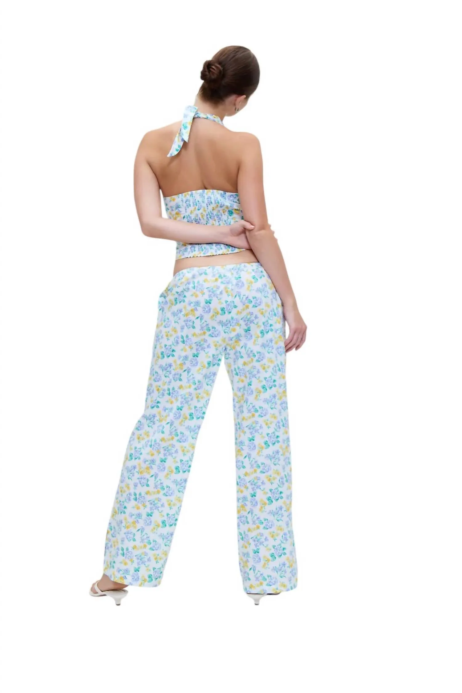 Cottage Poplin Halter Top In Coastal Floral