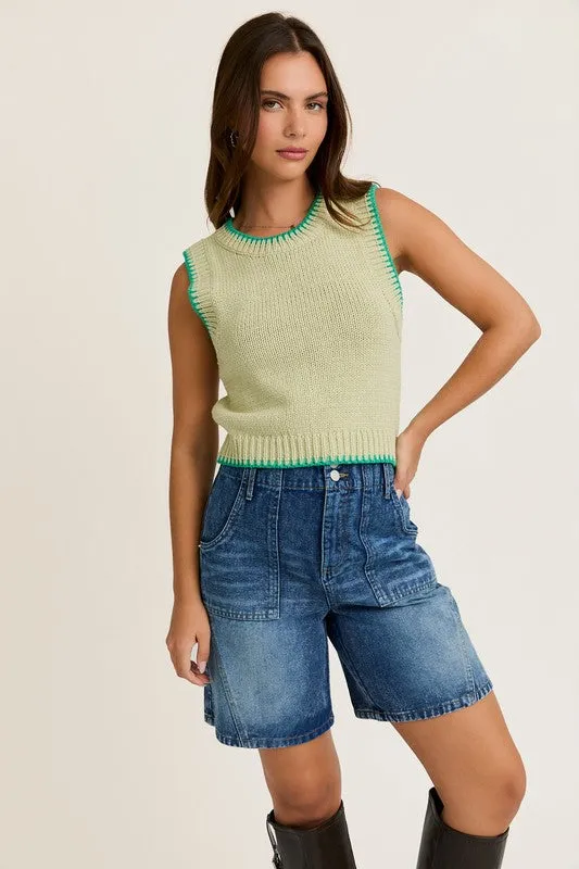Cozy & Chic Sleeveless Crew Neck Sweater