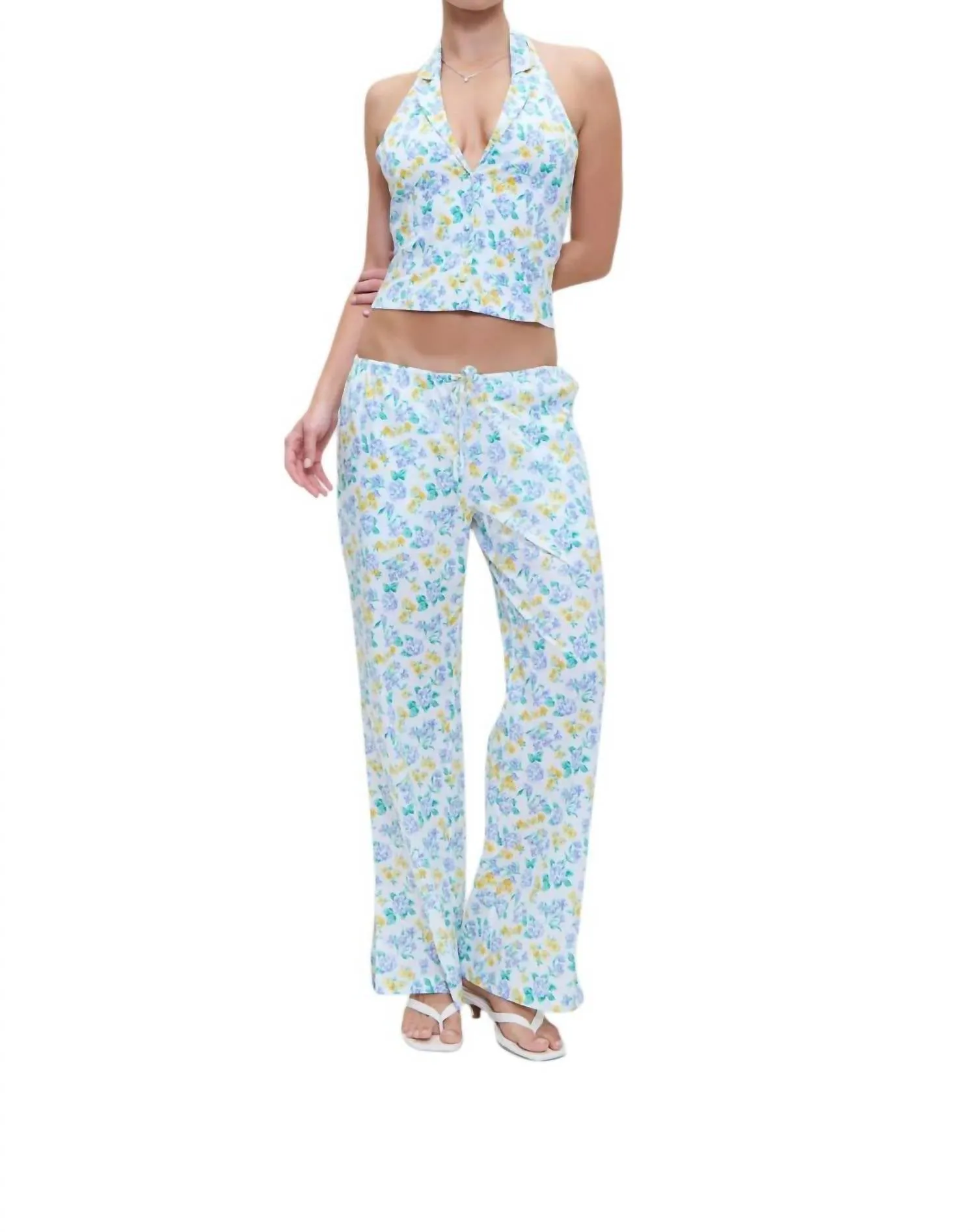 Daisy Poplin Pant In Coastal Floral