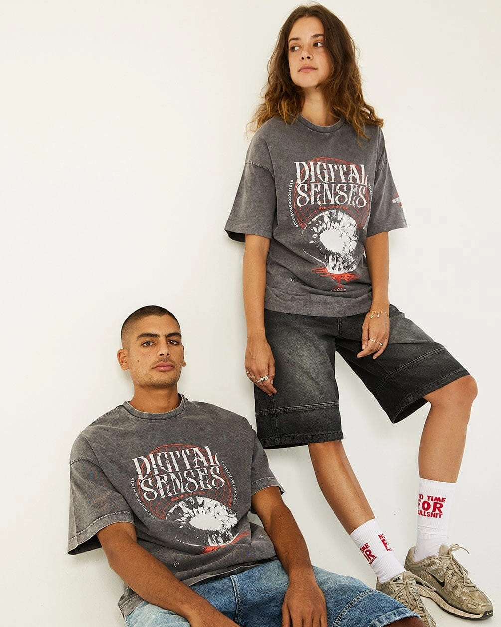 Digital Senses Acid Washed Oversized Tee
