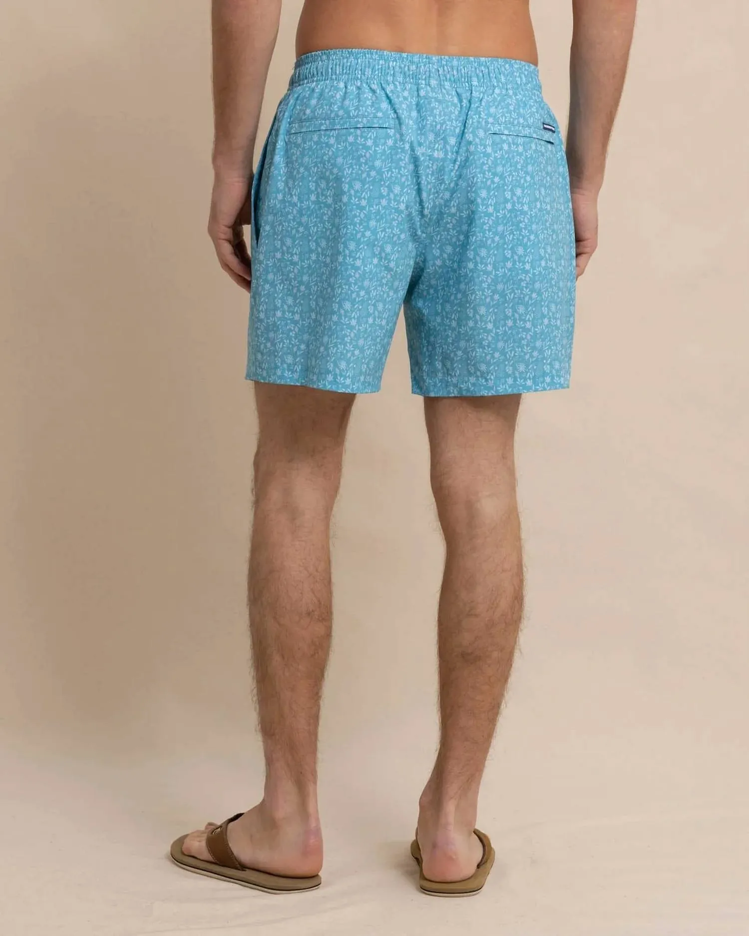 Ditzy Floral Swim Trunk In Ocean Aqua