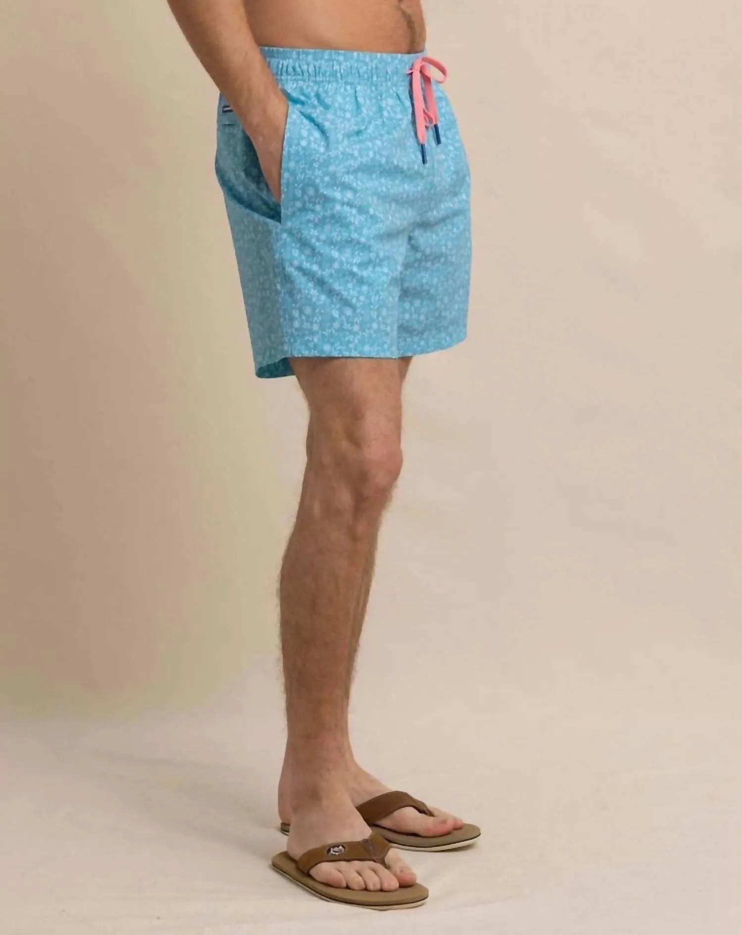 Ditzy Floral Swim Trunk In Ocean Aqua