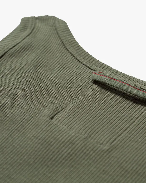 Hemen Biarritz Gari Ribbed Tank Top - Green Clay
