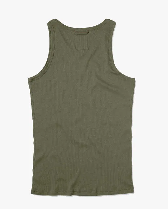 Hemen Biarritz Gari Ribbed Tank Top - Green Clay