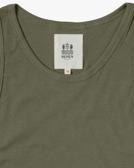 Hemen Biarritz Gari Ribbed Tank Top - Green Clay