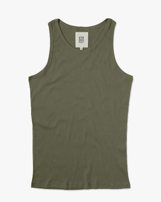 Hemen Biarritz Gari Ribbed Tank Top - Green Clay
