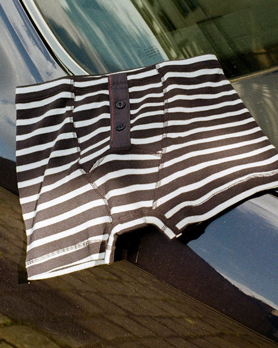 Hemen Biarritz Albar Breton Stripe Boxer Brief - Deep Marine / Natural