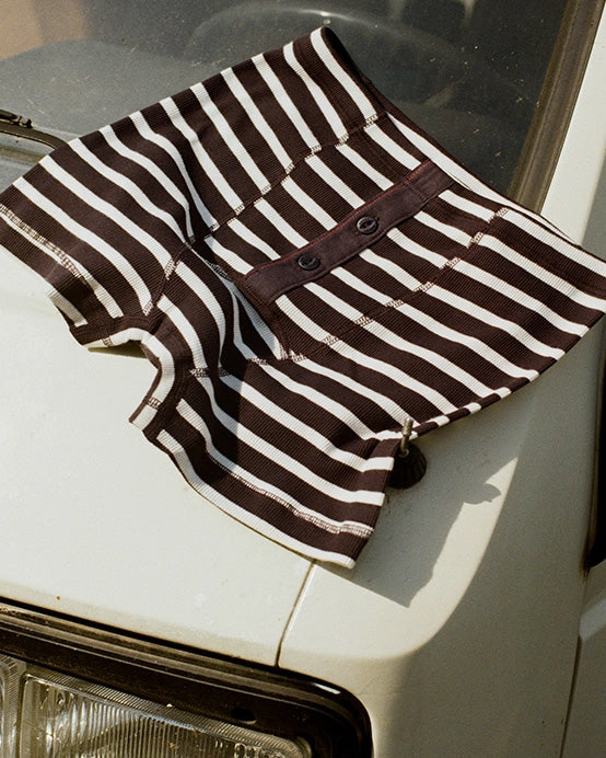 Hemen Biarritz Albar Breton Stripe Boxer Brief - Deep Marine / Natural