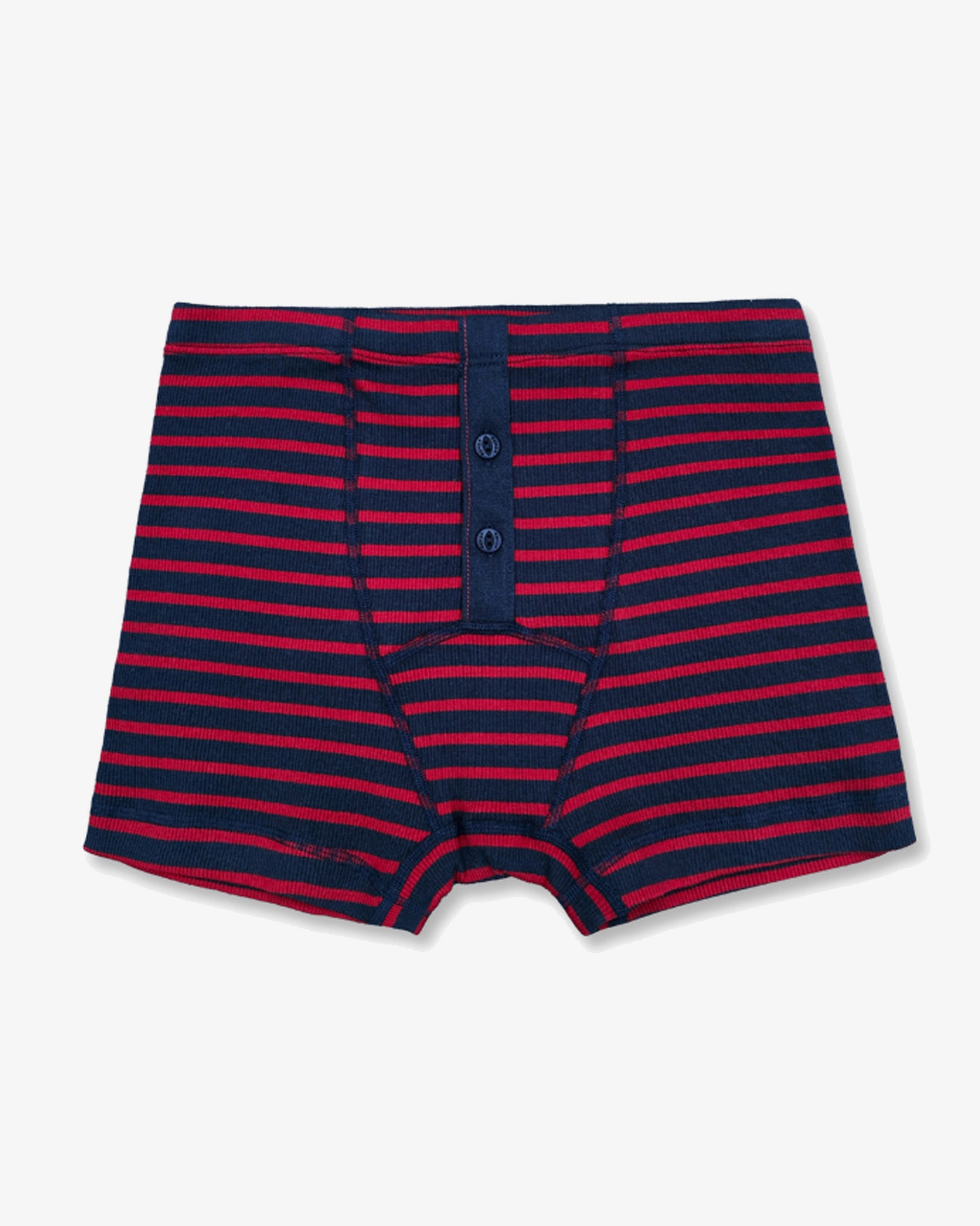 Hemen Biarritz Albar Breton Stripe Boxer Brief - Deep Marine / Red