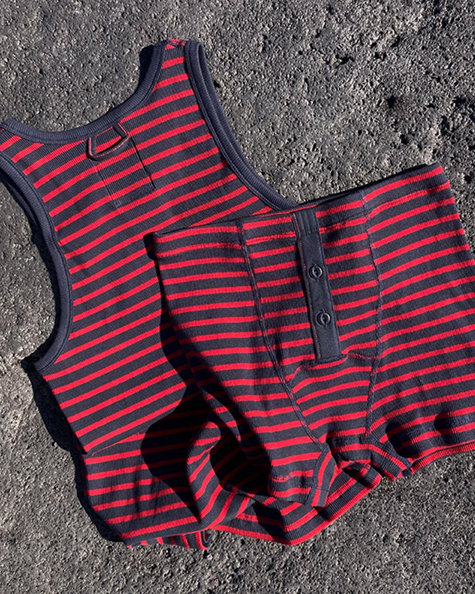 Hemen Biarritz Albar Breton Stripe Boxer Brief - Deep Marine / Red