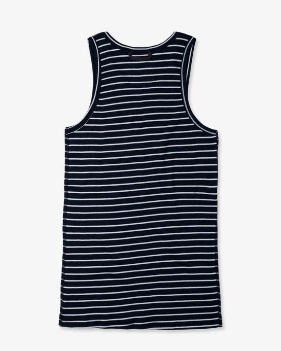 Hemen Biarritz Gari Sailor Stripe Ribbed Tank Top - Marine / Natural