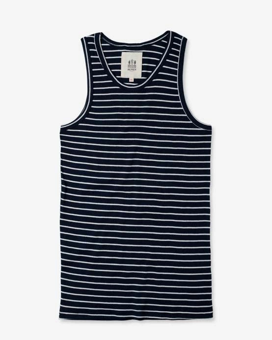 Hemen Biarritz Gari Sailor Stripe Ribbed Tank Top - Marine / Natural