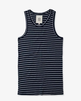 Hemen Biarritz Gari Sailor Stripe Ribbed Tank Top - Marine / Natural