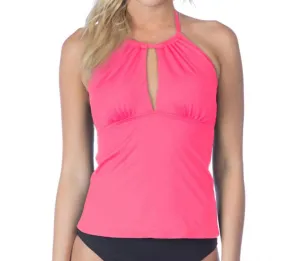 Island Goddess Keyhole High Neck Tankini Top In Watermelon
