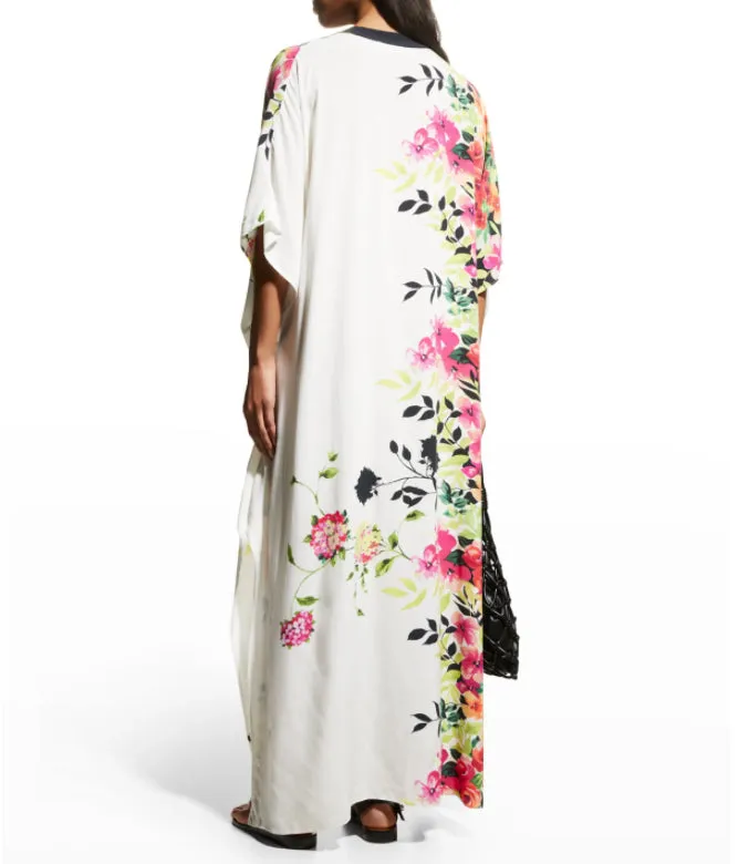 Johnny Was Dana Maxi Kaftan Dress Cover-Up Multi Swim