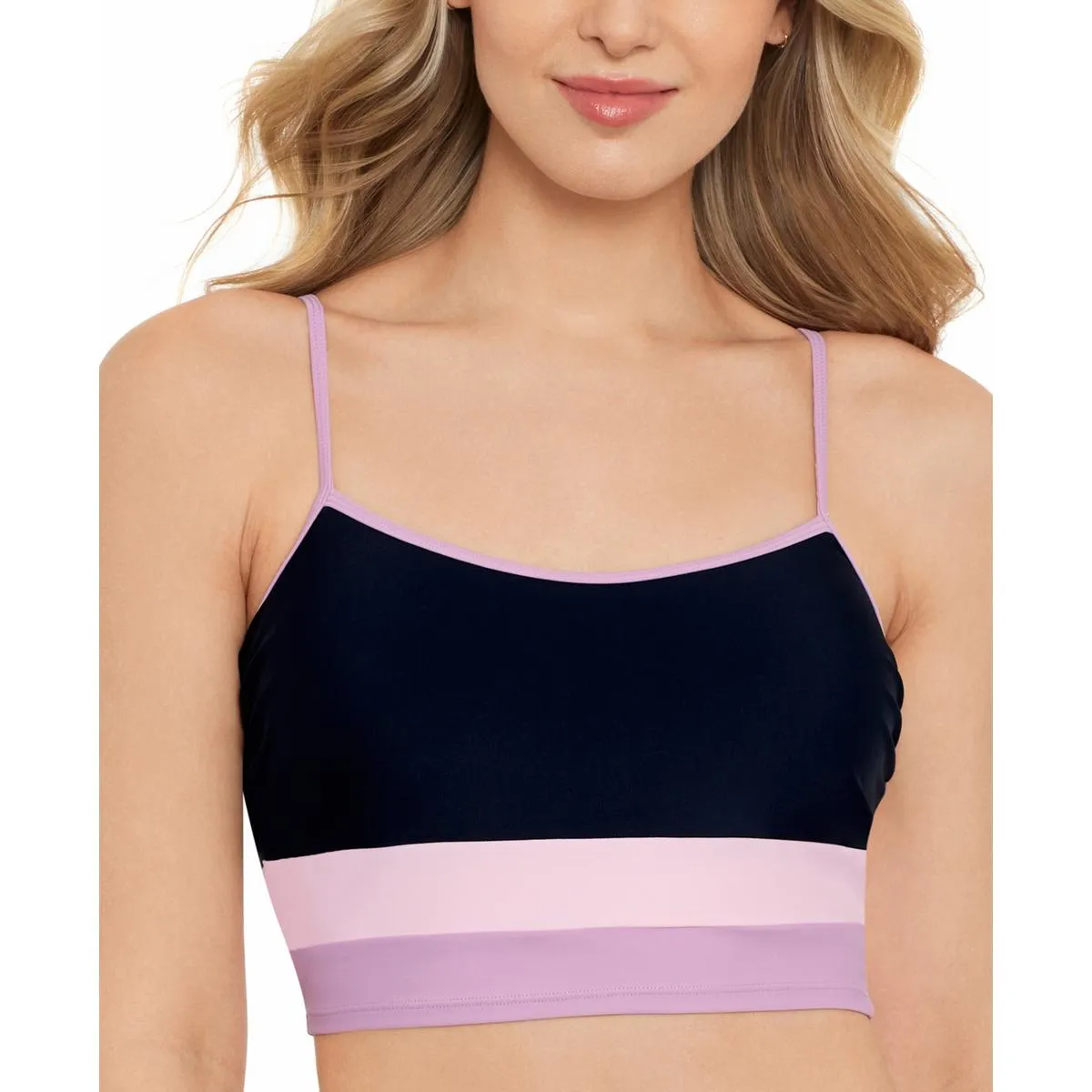 Juniors Womens Colorblock Banded Bikini Swim top