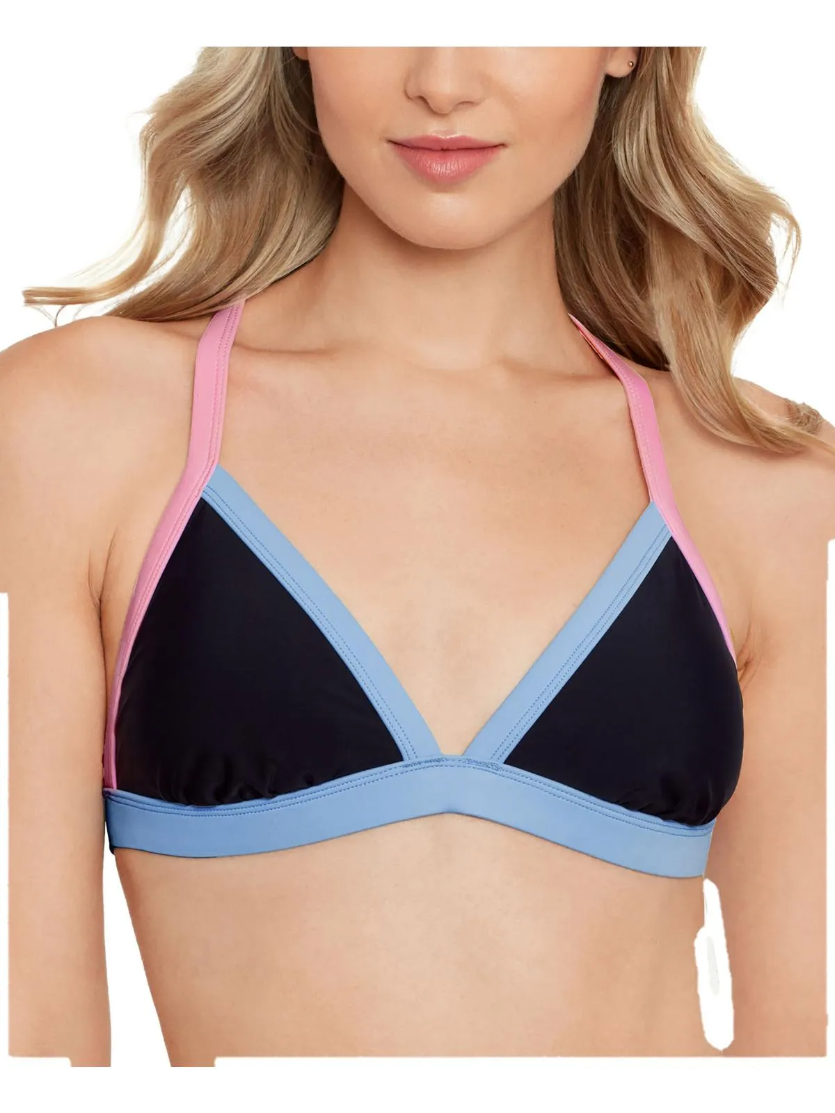 Juniors Womens Contrast Trim Triangle Bikini Swim top
