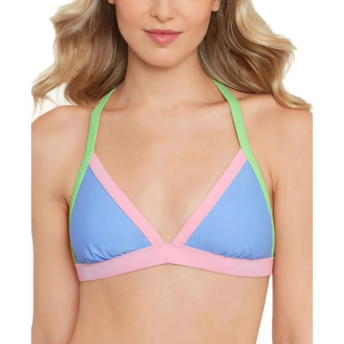 Juniors Womens Contrast Trim Triangle Bikini Swim top