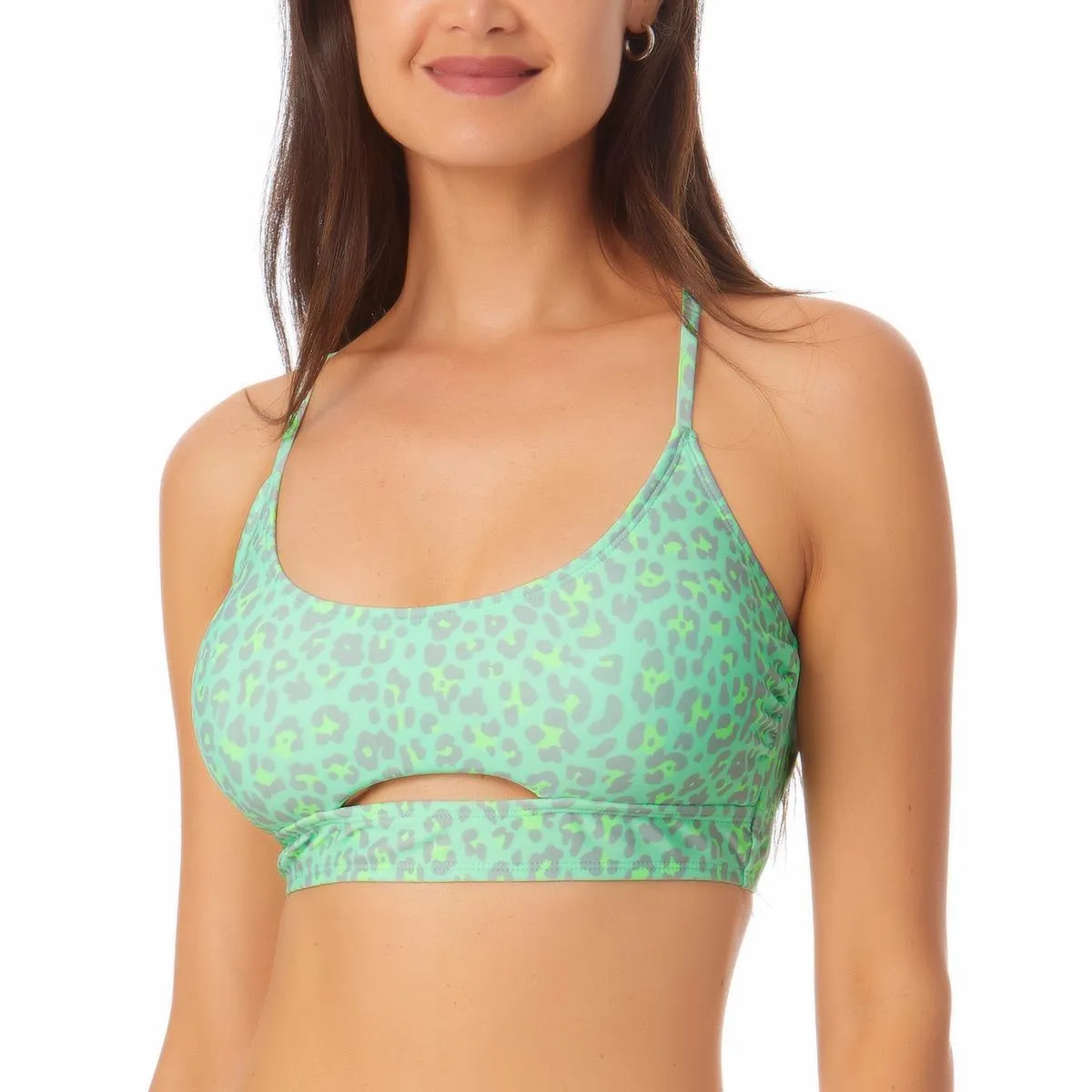 Juniors Womens Cut-Out Lace-Up Back Bikini Swim Top