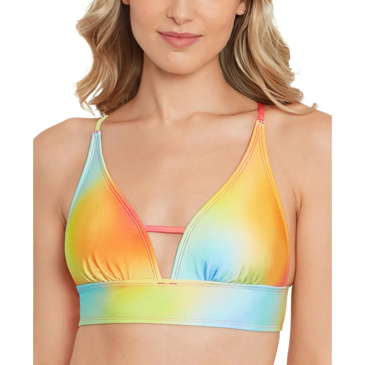 Juniors Womens Printed Banded Bikini Swim top