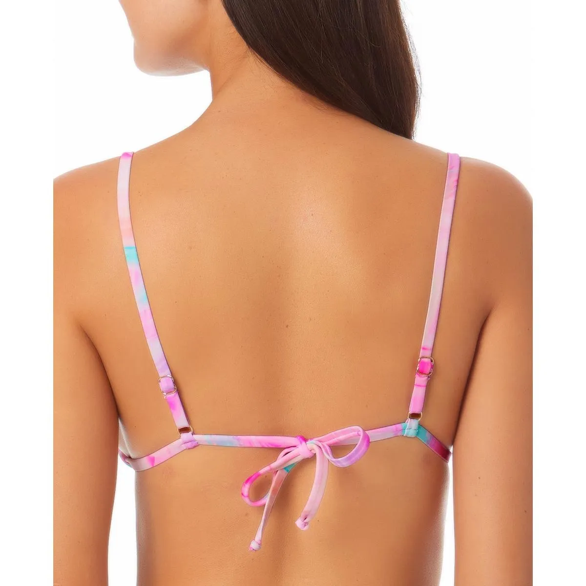 Juniors Womens Printed Tie Back Bikini Swim Top