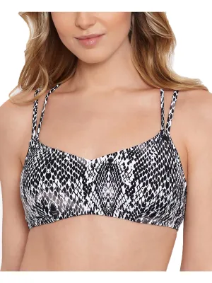 Juniors Womens Snake Print Strappy Bikini Swim Top