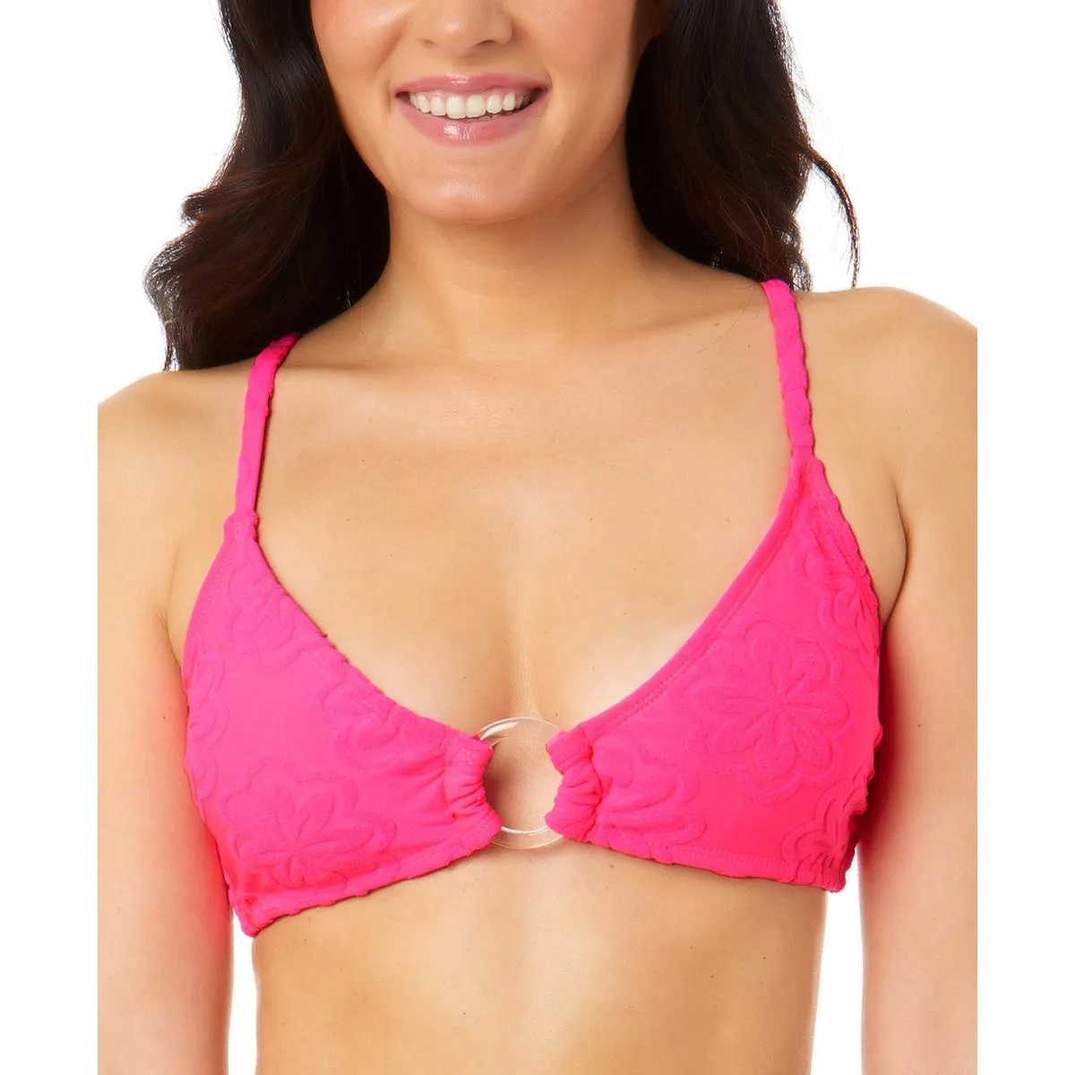 Juniors Womens Terry Cloth O-Ring Bikini Swim top