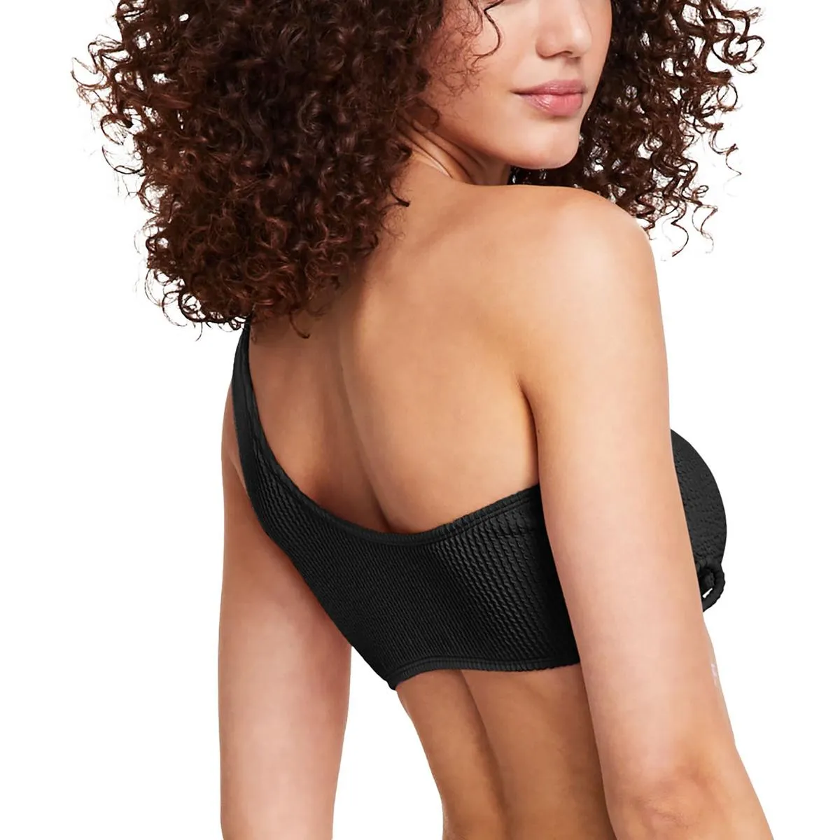 Juniors Womens Textured One Shoulder Bikini Swim top