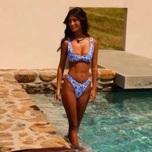 KULANI KINIS Bind Slim Scoop Bikini Top - Ocean Colada