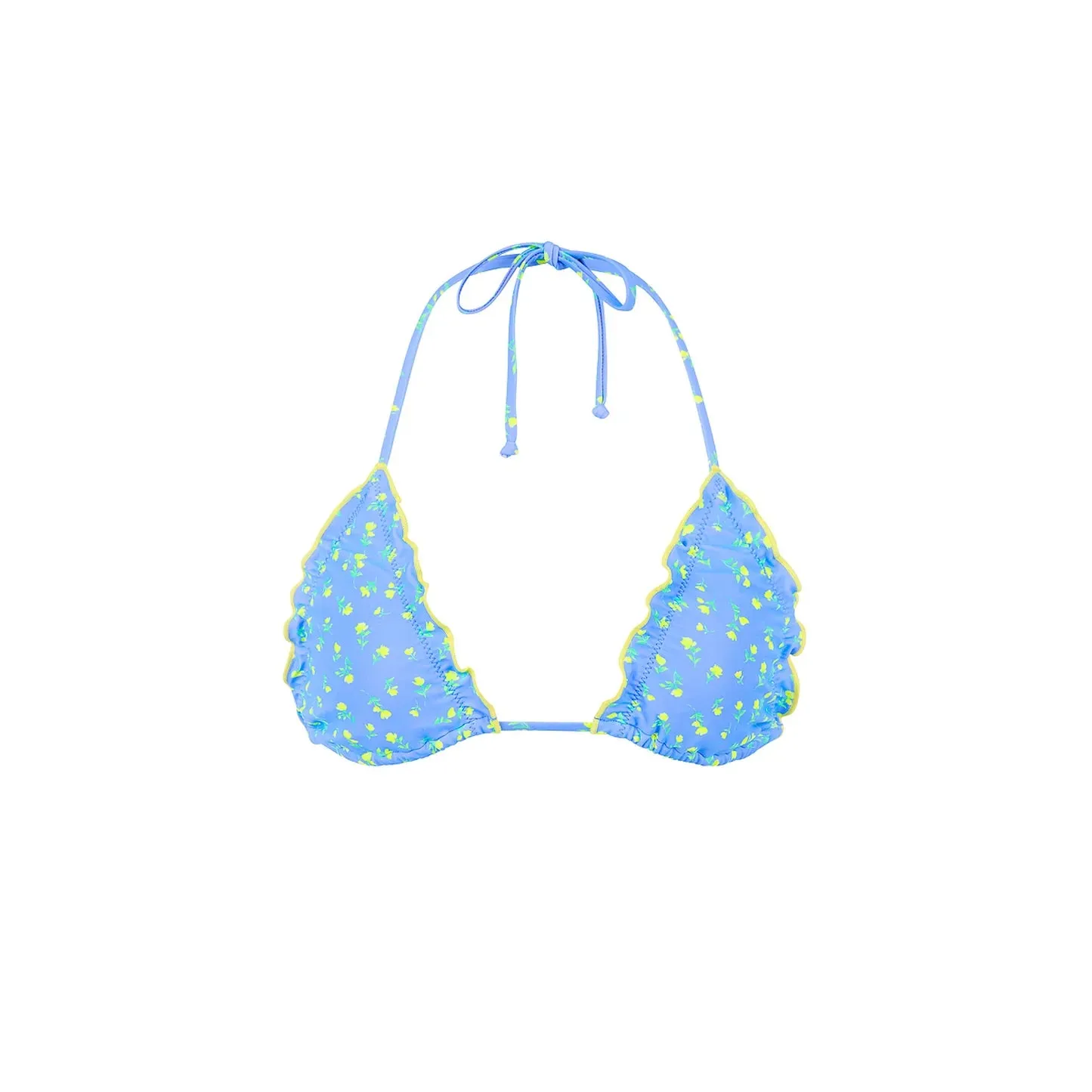 KULANI KINIS Lettuce Edge Bralette Bikini Top - Lemon Bloom