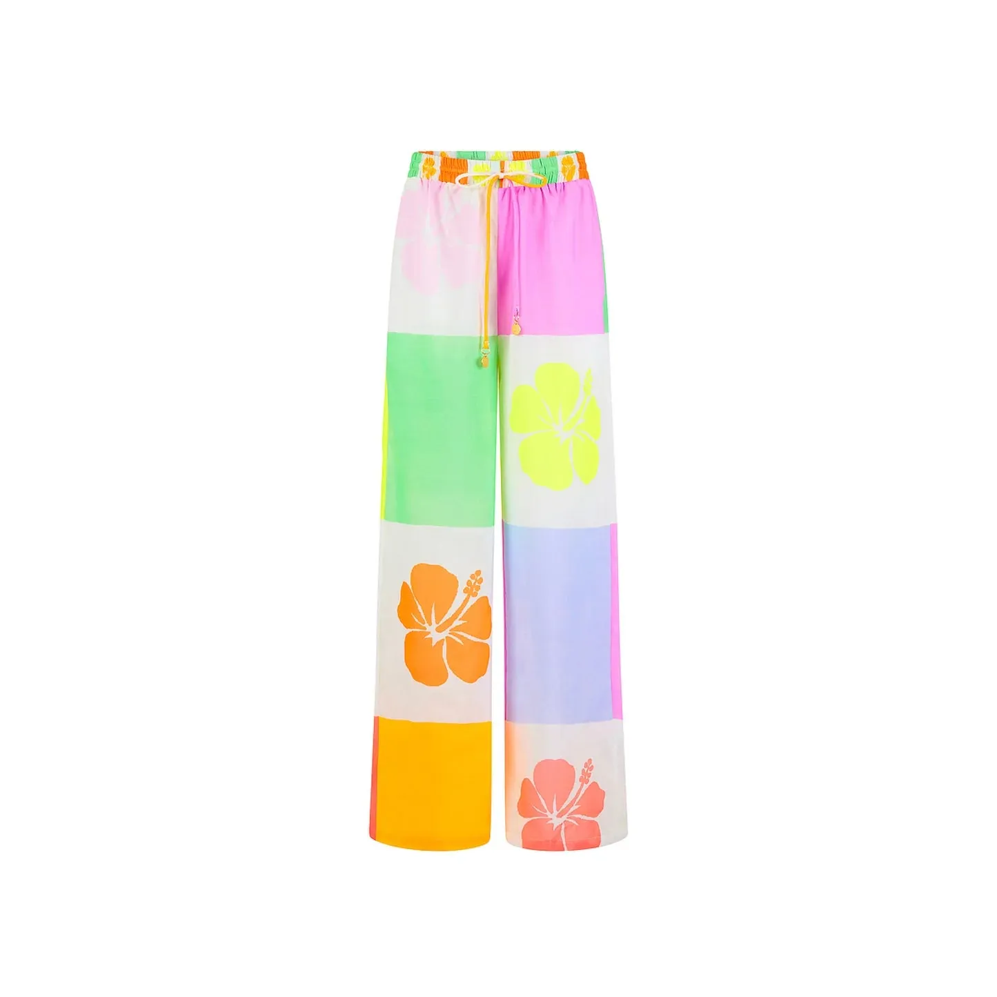 KULANI KINIS Relaxed Draw String Pants - Hibiscus Rainbow