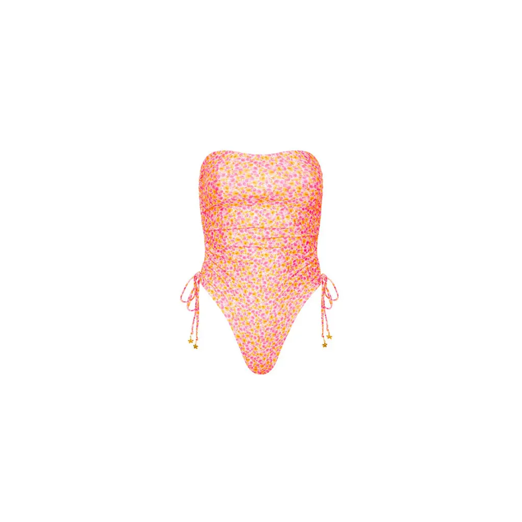KULANI KINIS Ruched Bandeau one piece swimsuit- Sherbet Shimmer