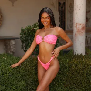 KULANI KINIS Ruched Thong bikini bottom-Pinky Promise