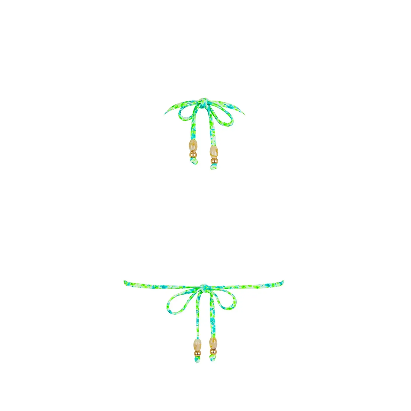 KULANI KINIS Trio Ring Triangle Bikini Top - Apple Blossom