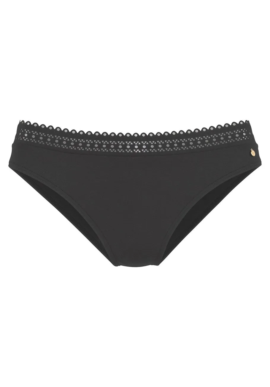 LASCANA Women's Lace Detail Bikini Swim Bottom