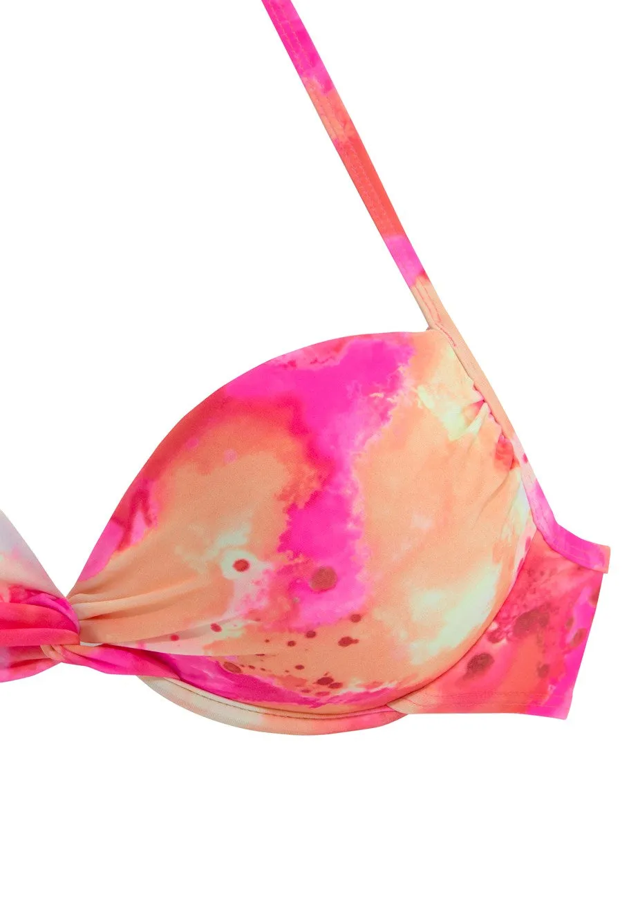 LASCANA Women's Tie Dye Push Up Bikini Top