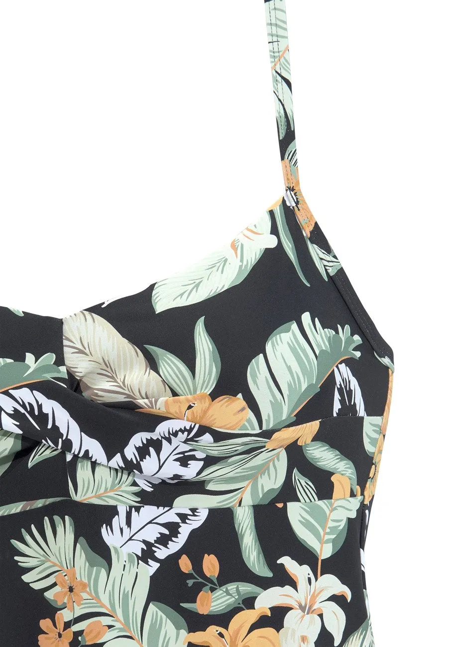 LASCANA Women's Tropical Print Underwire Tankini To