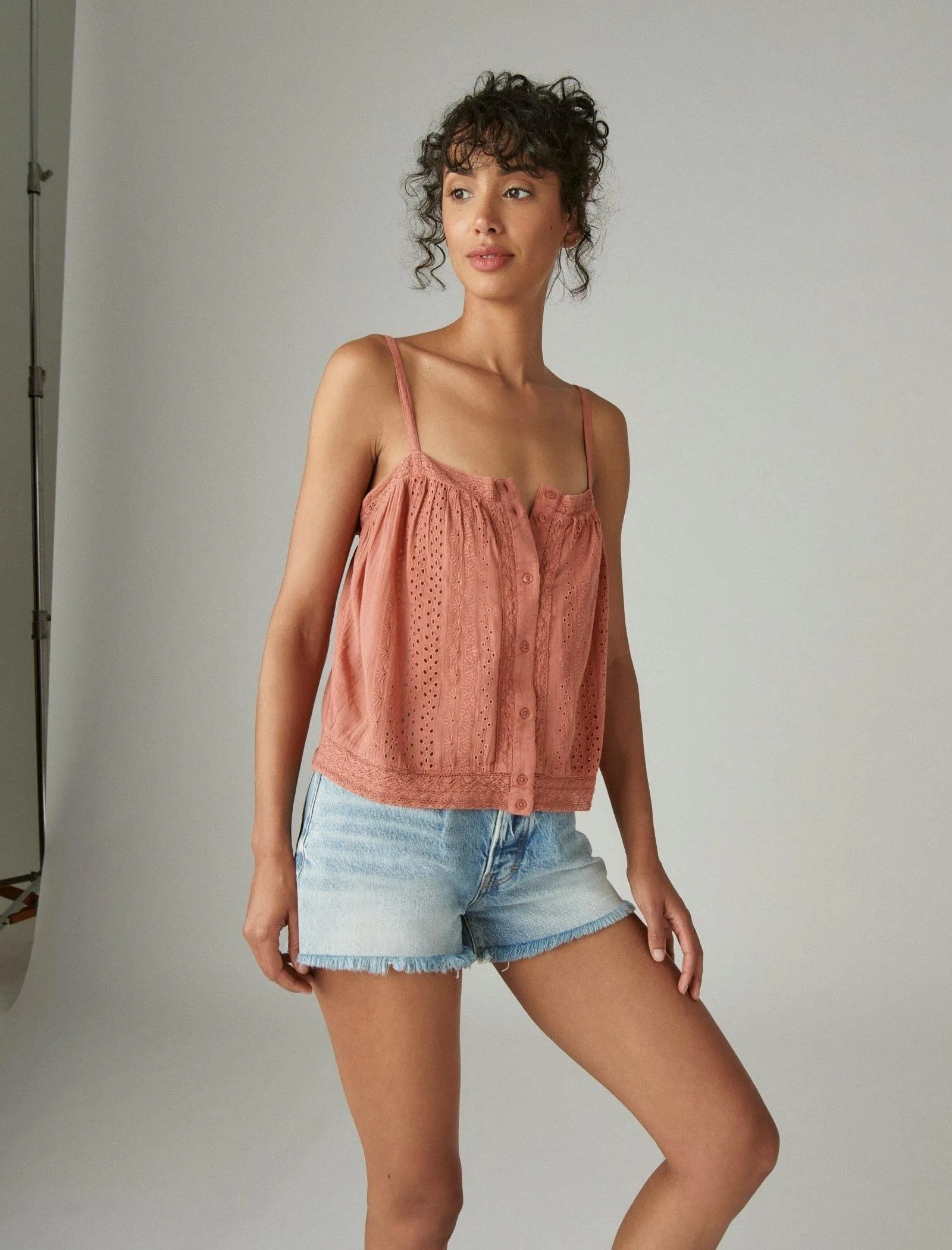 Lucky Brand Women's Lace Button Front Cami